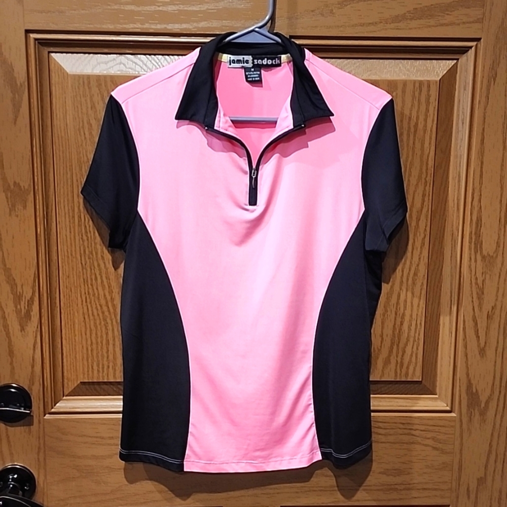 Jamie Sadock pink and black golf top size M